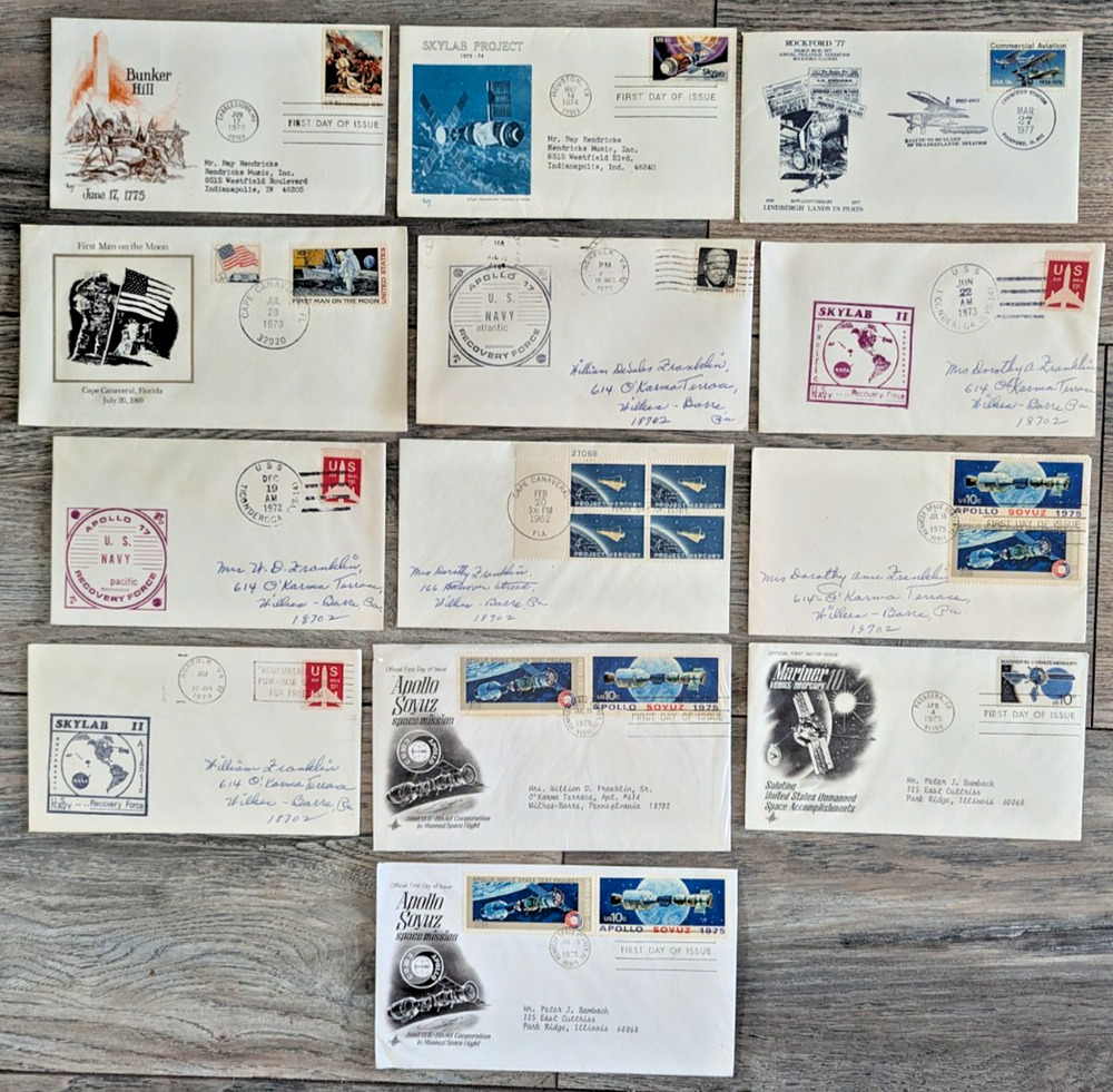 Vintage Space Shuttle Stamped Commemorative Postal Cover Envelope NASA Lot of 13